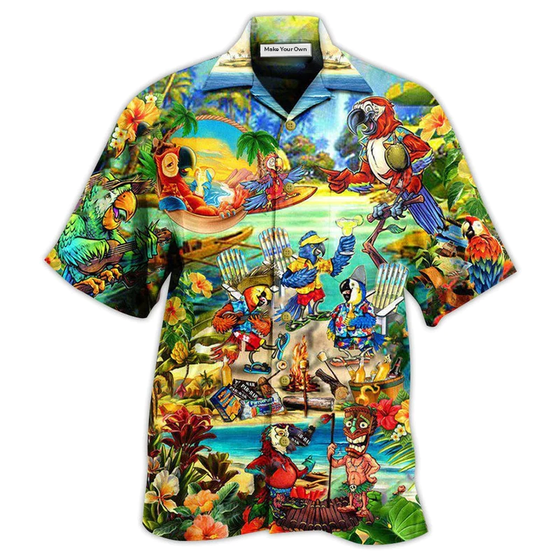 Parrot Party Parrots Island Hawaiian Shirt For Summer Vacation And Beach Travel