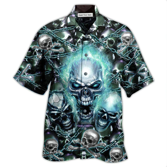 Blue Skull Hawaiian Shirt For Coastal Vacations Warm Weather Events And Daily Style