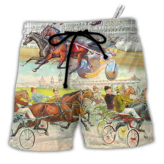 Harness Racing Racing Horse Road Trip Beach Shorts For Beach Days And Comfortable Daily Use