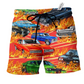 Fire Car Beach Shorts For Weekend Travel And Leisure And Relaxation