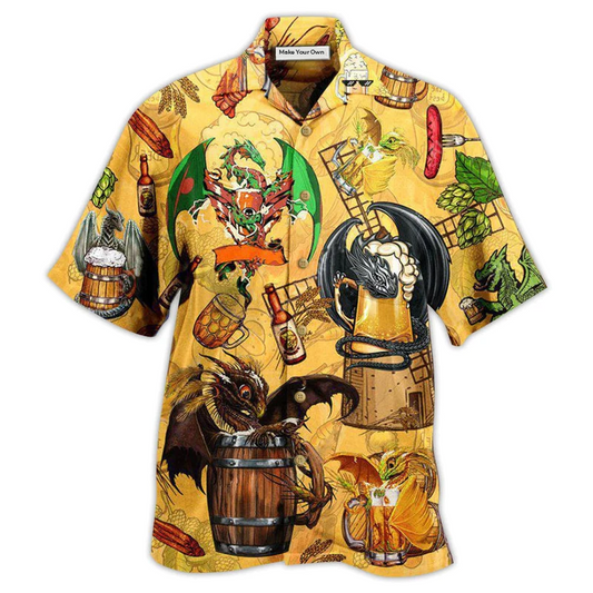 Dragon Drunkgon Beer Hawaiian Shirt Pattern View For Lightweight Everyday Style