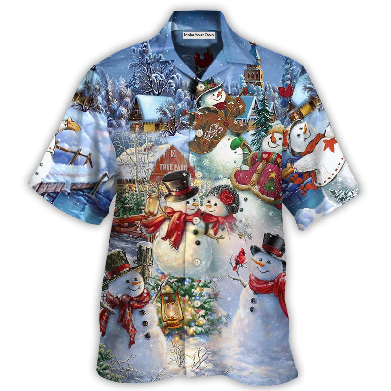 Christmas Snowman Hawaiian Shirt Resort Outfit View For Warm Weather Events