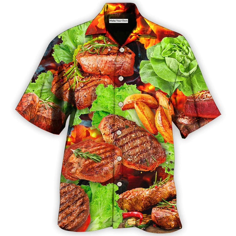 Barbecue Hawaiian Shirt For Beach Vacations Casual Parties And Warm Weather Style