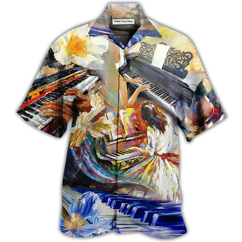 Piano Music Hawaiian Shirt Pattern View For Relaxed Warm Weather Outfits
