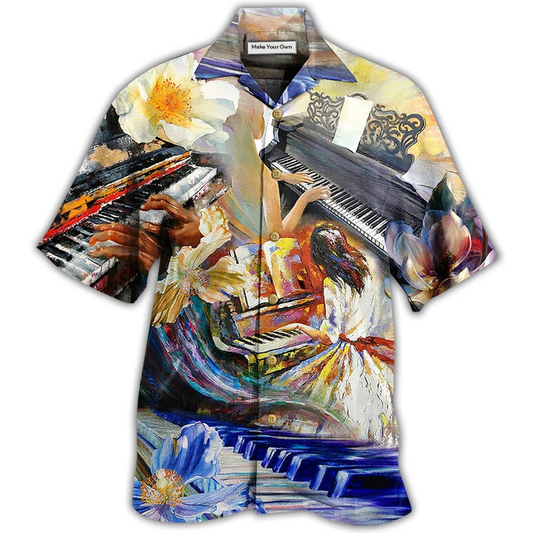 Piano Music Hawaiian Shirt Pattern View For Relaxed Warm Weather Outfits