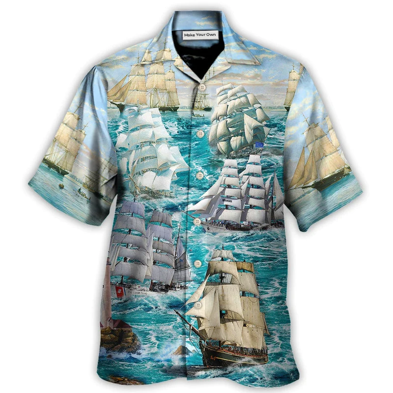 Sail Flying Cloud Sea Hawaiian Shirt For Vacation Days And Relaxed Coastal Outings
