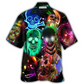 Neon Skull Hawaiian Shirt For Tropical Parties Vacation Travel And Casual Summer Style