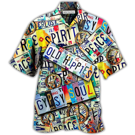 Bohemian Spirit Peace Old Hawaiian Shirt Pattern Detail For Summer Holidays And Outdoor Fun