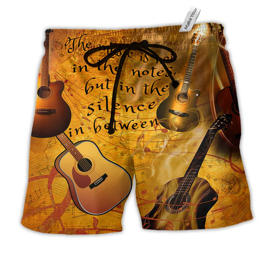 Guitar The Music Is In The Silence Hawaiian Beach Shorts For Beach Days And Casual Style