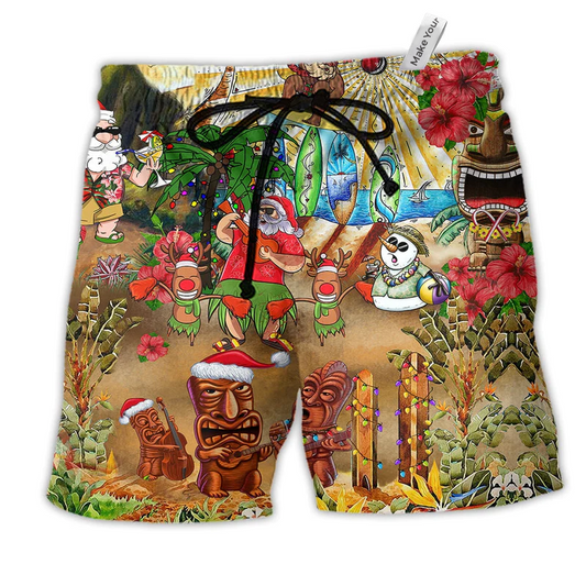 Christmas Hawaiian Christmas From Hawaii Tiki Beach Shorts For Festive Vacation Wear