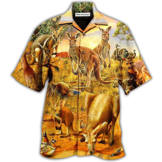 Cute Kangaroo Animals Spirit Animal Hawaiian Shirt Pattern View For Lightweight Everyday Style