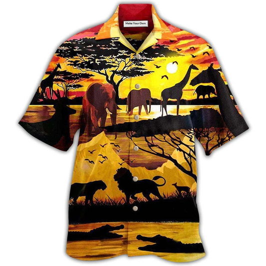 Animals Safari Hawaiian Shirt Artwork View For Weekend Travel And Beach Style