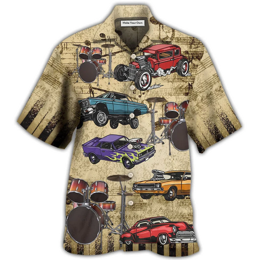 Car Muscle Drums Hawaiian Shirt For Summer Events And Casual Outdoor Wear
