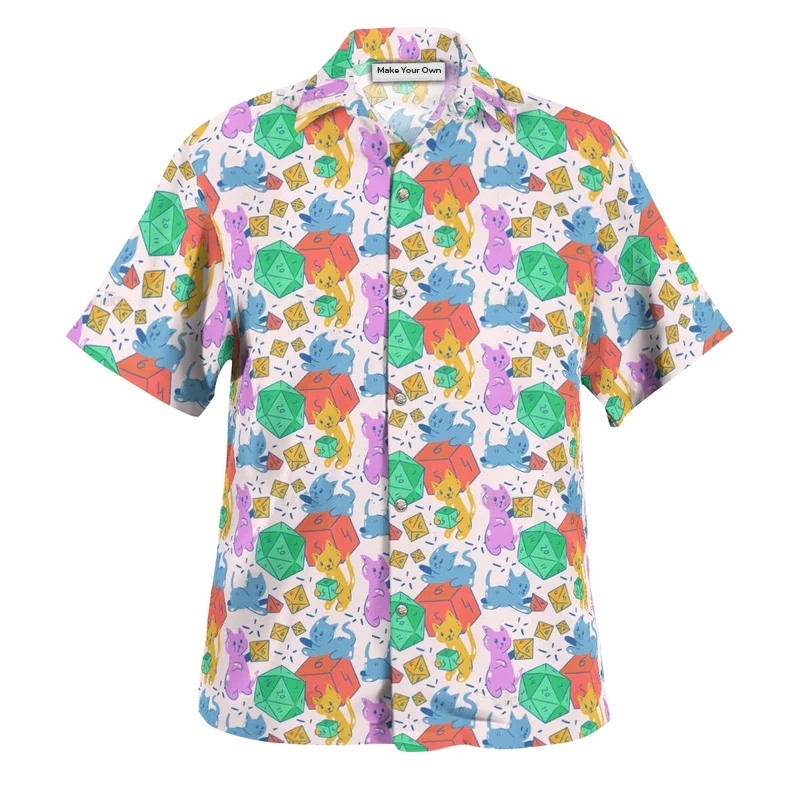 Fantasy Role Cat Dice Hawaiian Shirt Graphic Artwork Detail For Beach Days