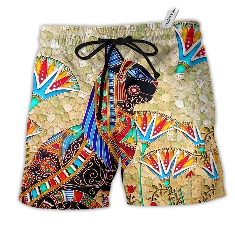 Hippie Cat Beach Shorts For Tropical Holidays And Easy Warm Weather Wear