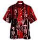 Skull Action Figure Hawaiian Shirt Artwork Detail For Resort Trips And Outdoor Activities