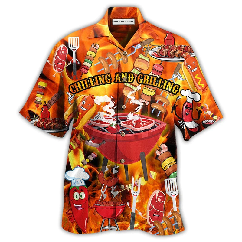 Food Hot Chilling Grilling BBQ Party Hawaiian Shirt For Poolside Relaxation And Sunny Getaways