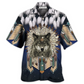 Bohemian Dark Wolf Feathers Hawaiian Shirt Artwork Detail For Tropical Trips And Casual Outings