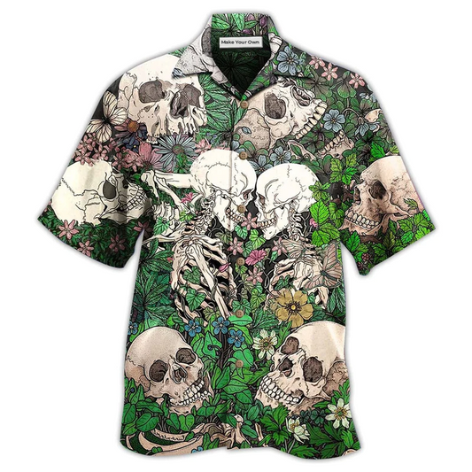 Romantic Skull Couple Hawaiian Shirt For Resort Holidays Beach Travel And Relaxed Casual Fashion