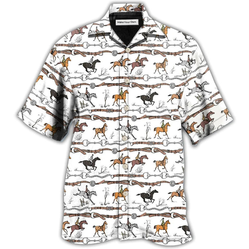 Horse Beautiful Jumping Hawaiian Shirt For Vacation Days And Relaxed Coastal Outings