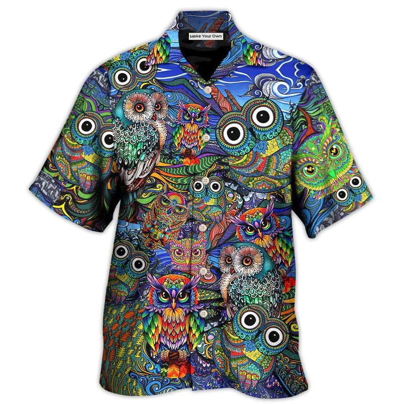 Bohemian Owls Peace Nice Hawaiian Shirt Pattern View For Lightweight Everyday Style