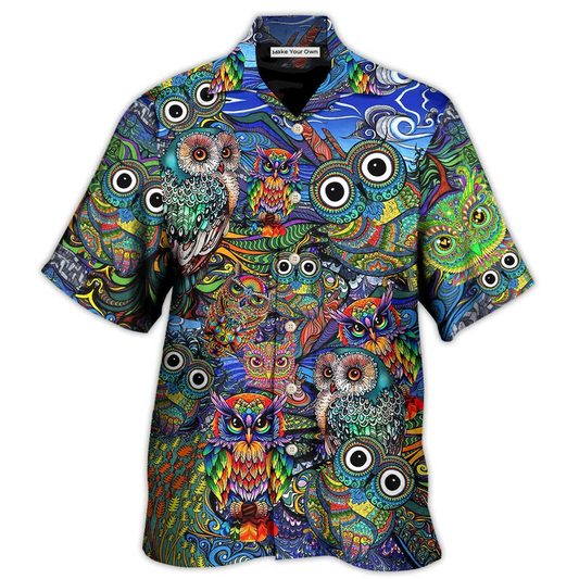 Bohemian Owls Peace Nice Hawaiian Shirt Pattern View For Lightweight Everyday Style