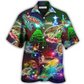 Neon Turtle Light Christmas Hawaiian Shirt Artwork View For Coastal Escapes And Resort Style