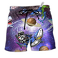 Shark Alien Space With Magic Color Hawaiian Beach Shorts For Marine Inspired Outdoor Wear