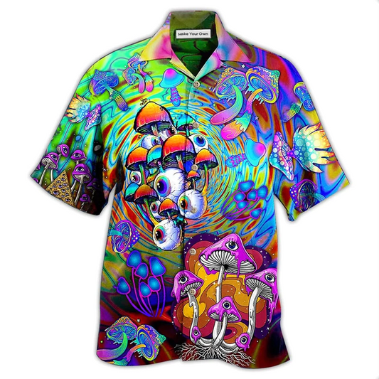 Bohemian Colorful Mushroom Stay Trippy Little Hawaiian Shirt For Summer Vacation And Beach Travel