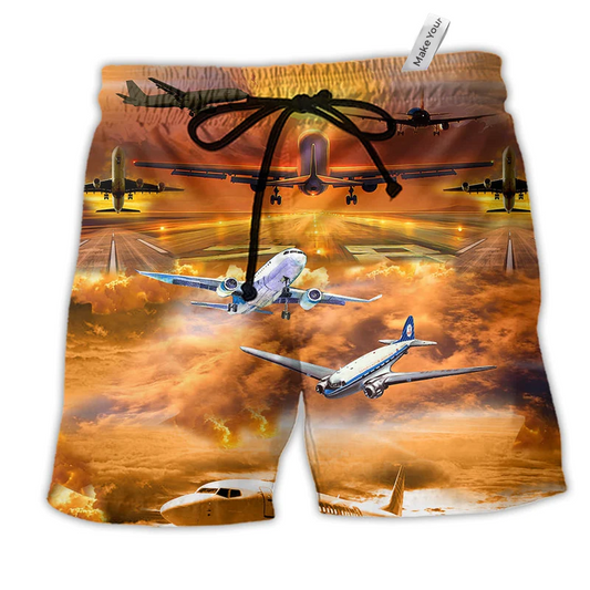 Fly Life Is A Journey Enjoy The Flight Airplane Beach Shorts For Aviation Fan Vacation Wear