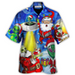 Christmas Santa Hawaiian Shirt Pattern Detail For Casual Outings