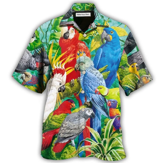 Tropical Parrot Summer Hawaiian Shirt For Summer Events And Casual Outdoor Wear