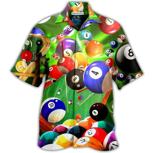 Billiard Where's Cue Ball Hawaiian Shirt Artwork Detail For Tropical Trips And Casual Outings