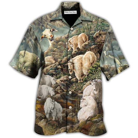 Mountain Goat Hawaiian Shirt For Coastal Trips Outdoor Events And Relaxed Summer Wear