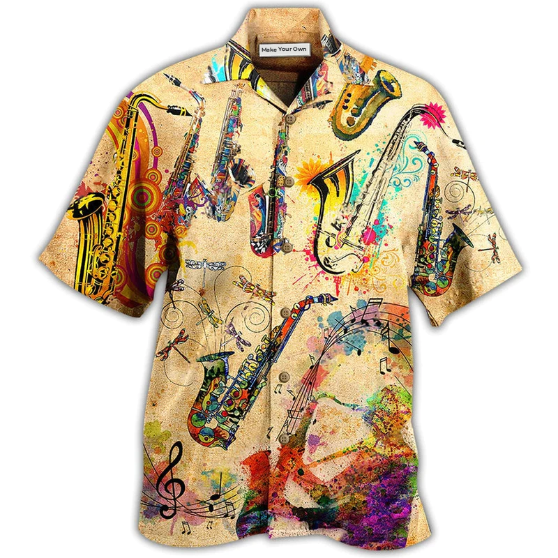 Saxophone Hawaiian Shirt For Summer Travel Coastal Events And Thoughtful Gift Giving