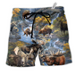 Moose Make Me Happy Hawaiian Print Beach Shorts For Beach Days And Casual Travel