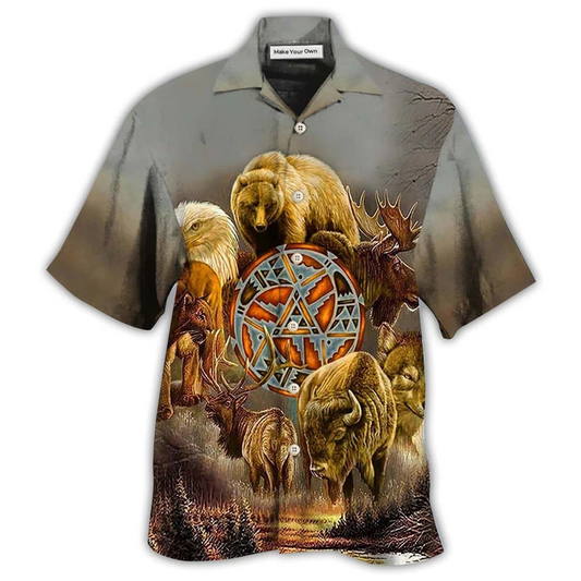 Bohemian Peace Animals Hawaiian Shirt Pattern View For Relaxed Warm Weather Outfits