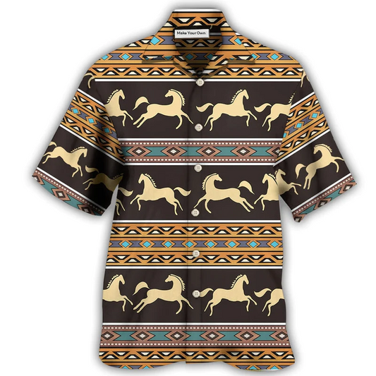 Bohemian Horse Peace Hawaiian Shirt Design Detail For Sunny Adventures And Casual Wear