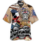 Patriotic Outdoor Heritage And Skull Hawaiian Shirt For Coastal Trips Outdoor Events And Relaxed Summer Wear