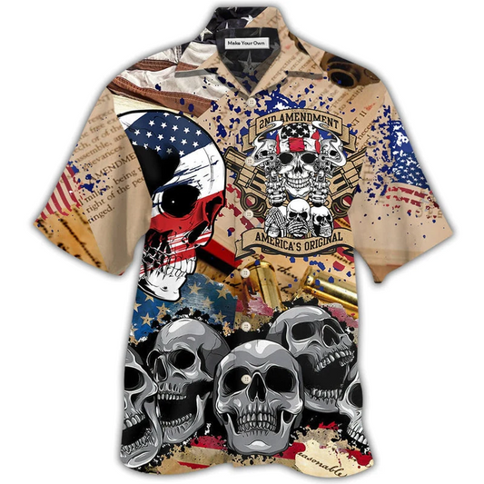 Patriotic Outdoor Heritage And Skull Hawaiian Shirt For Coastal Trips Outdoor Events And Relaxed Summer Wear