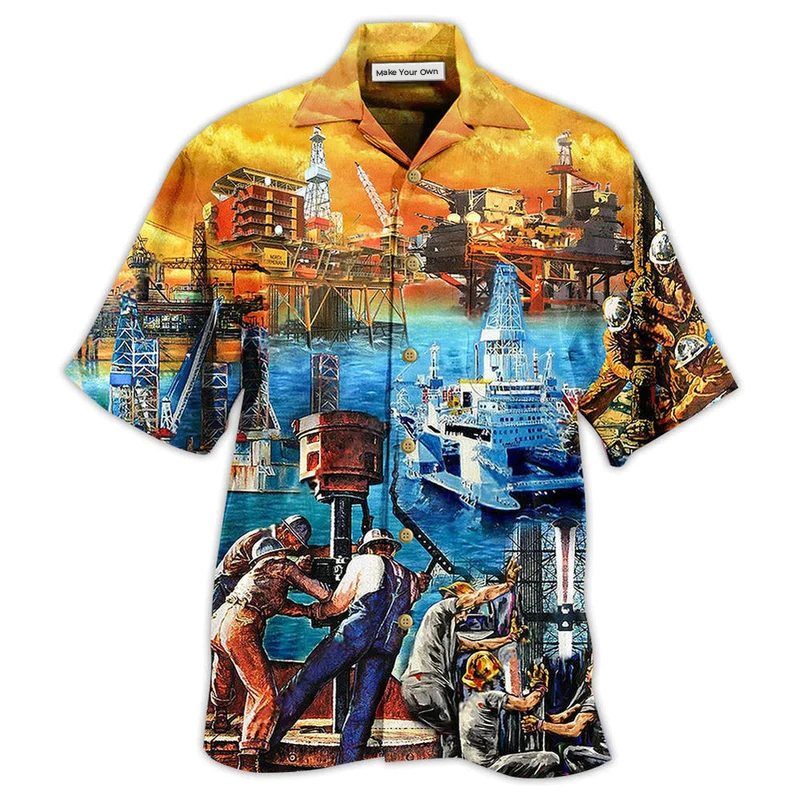 Oil Field Drill Till Squirts Hawaiian Shirt Pattern View For Lightweight Everyday Style