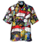 Colorful Christmas Dog Hawaiian Shirt Print Closeup For Island Holidays