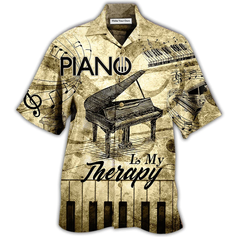 Piano Music Therapy Hawaiian Shirt Design View For Casual Summer Styling