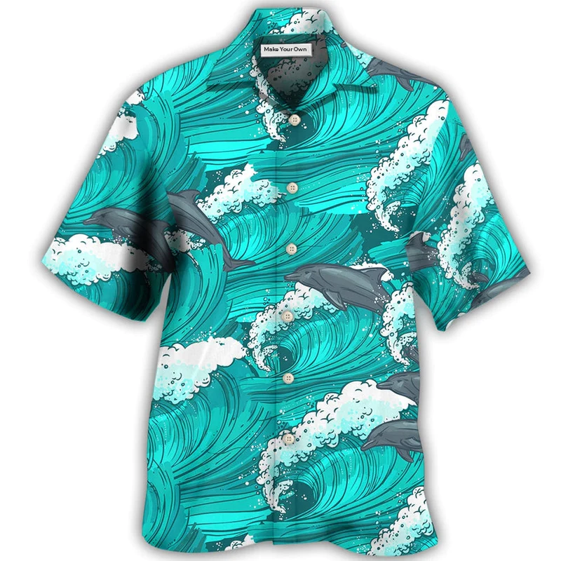 Dolphin Fresh Ocean Summer Hawaiian Shirt For Summer Vacation And Beach Travel