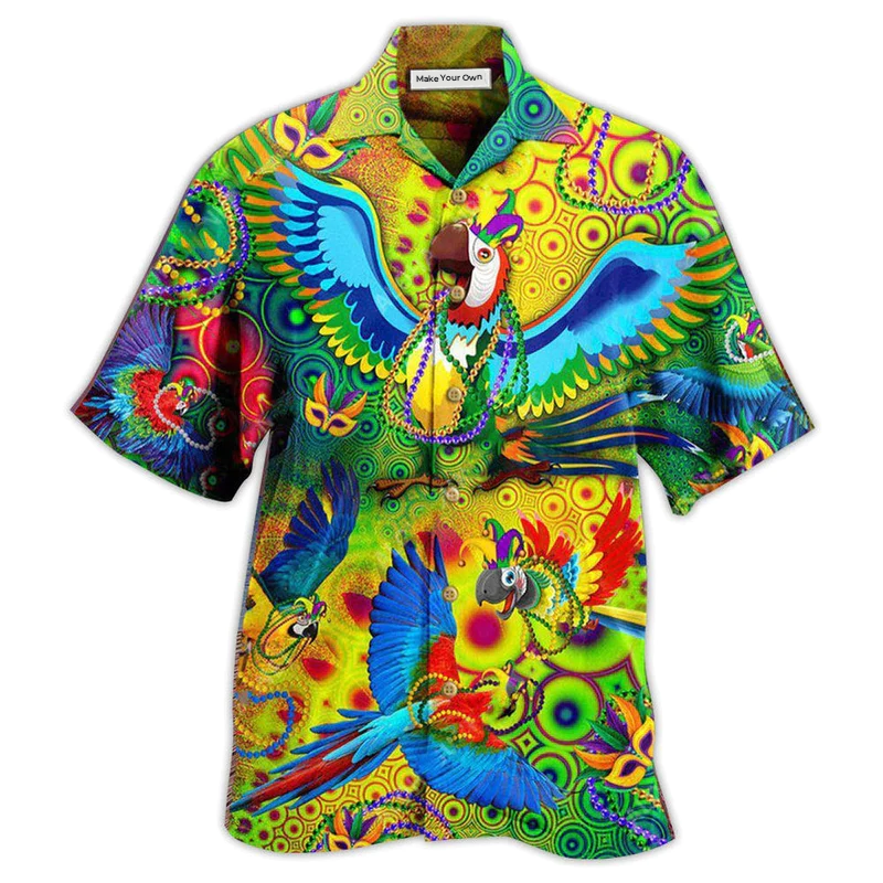 Parrot Mardi Gras Hawaiian Shirt For Poolside Relaxation And Sunny Getaways