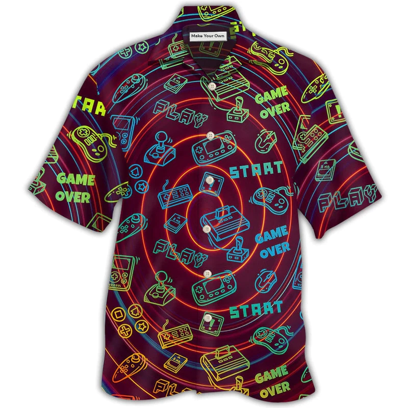 Retro Gaming Hawaiian Shirt For Beach Getaways Resort Outings And Thoughtful Gifting