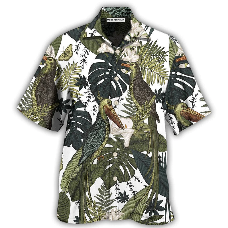 Tropical Bird Hawaiian Shirt For Summer Vacation Beach Travel And Casual Wear