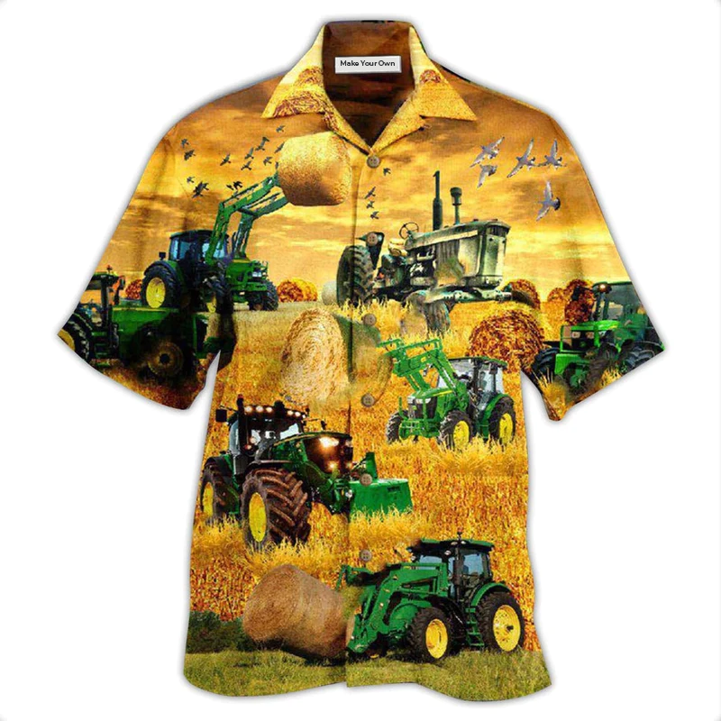 Tractor Farm Hawaiian Shirt For Poolside Relaxation And Sunny Getaways