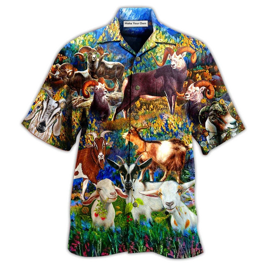 Mountain Goat Hawaiian Shirt For Tropical Parties Vacation Travel And Casual Summer Style