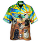 Soccer Beach Dog Hawaiian Shirt Fabric Pattern Detail For Resort Wear